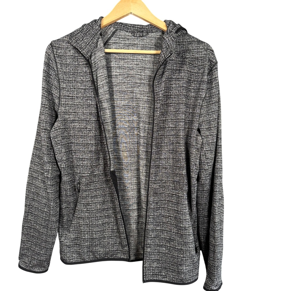Lululemon Hooded Jacket Mens Small Black White Space Dye Full Zip Missing Zipper